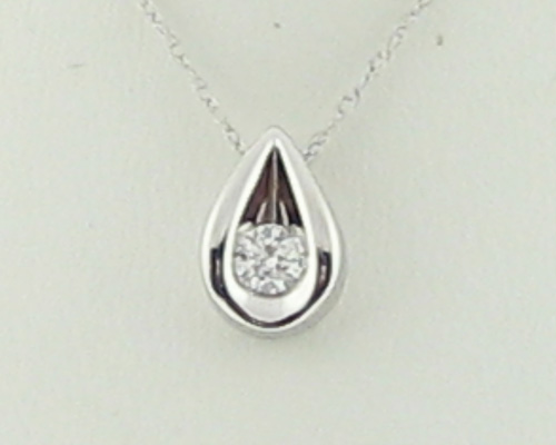 Genuine Diamond 14k White Gold Pendant w/ 18 Chain  