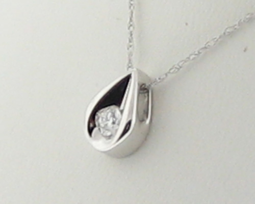 Genuine Diamond 14k White Gold Pendant w/ 18 Chain  