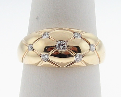 9mm Dome Ring Genuine Diamonds Solid 14k Gold Band  