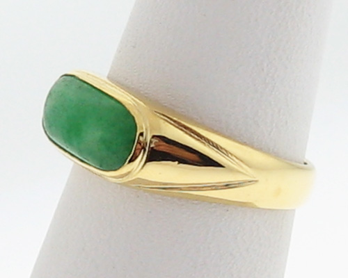 Vintage Estate Jade Solid 18k Yellow Gold 750 Ring Band  