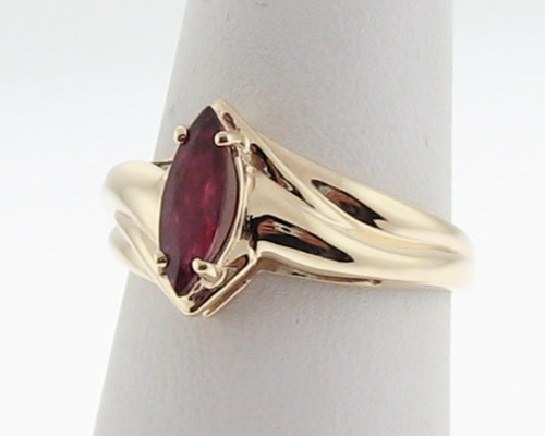 Estate Natural Marquise Ruby Solid 10k Yellow Gold Ring Size 8  