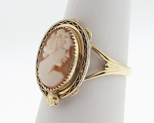 Vintage Estate Lady Cameo 10k Yellow Gold Ring Size 7 FREE Sizing 